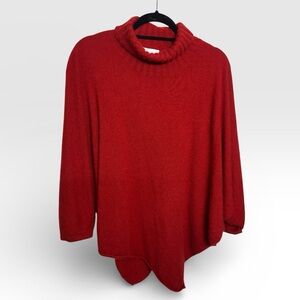 Vintage Neiman Marcus 100% Cashmere Oversized Turtleneck Poncho Sweater OS Red